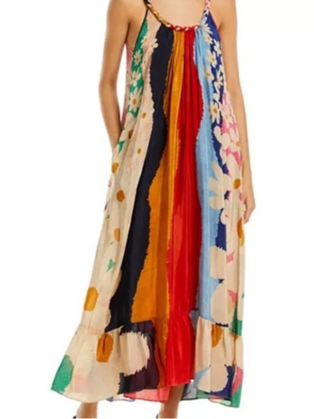 NWT Farm Rio Super Fun Daisy Maxi Dress in Viscose. Lined with pockets. Sz XL - Picture 4 of 15